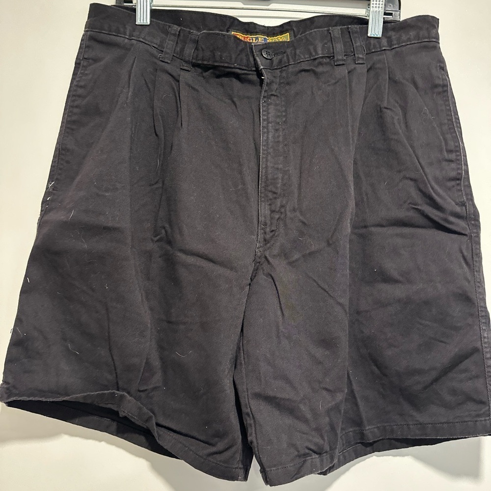 Bugle Boy Vintage 90s Pleated Chino Shorts Sz:34 Black High Waist Cotton
